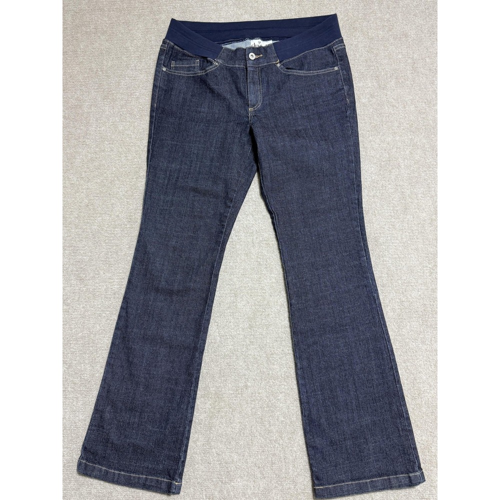 Duo Maternity Jeans Womens Medium Blue Dark Wash Bootcut Stretch Panel Pants‎
